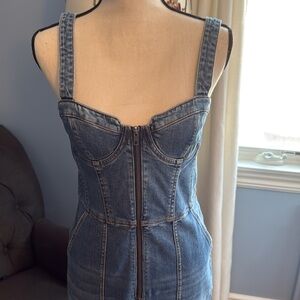 Alice and Olivia denim jumpsuit.  Brand new never worn.  Wide leg pant